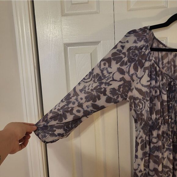 Boston Proper lavender/ grey 3/4 length sleeve blouse - Picture 5 of 10